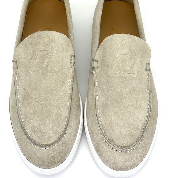 Christian Louboutin VARSIBOAT FLAT CL Monogram Slip On Suede Sneakers Shoes